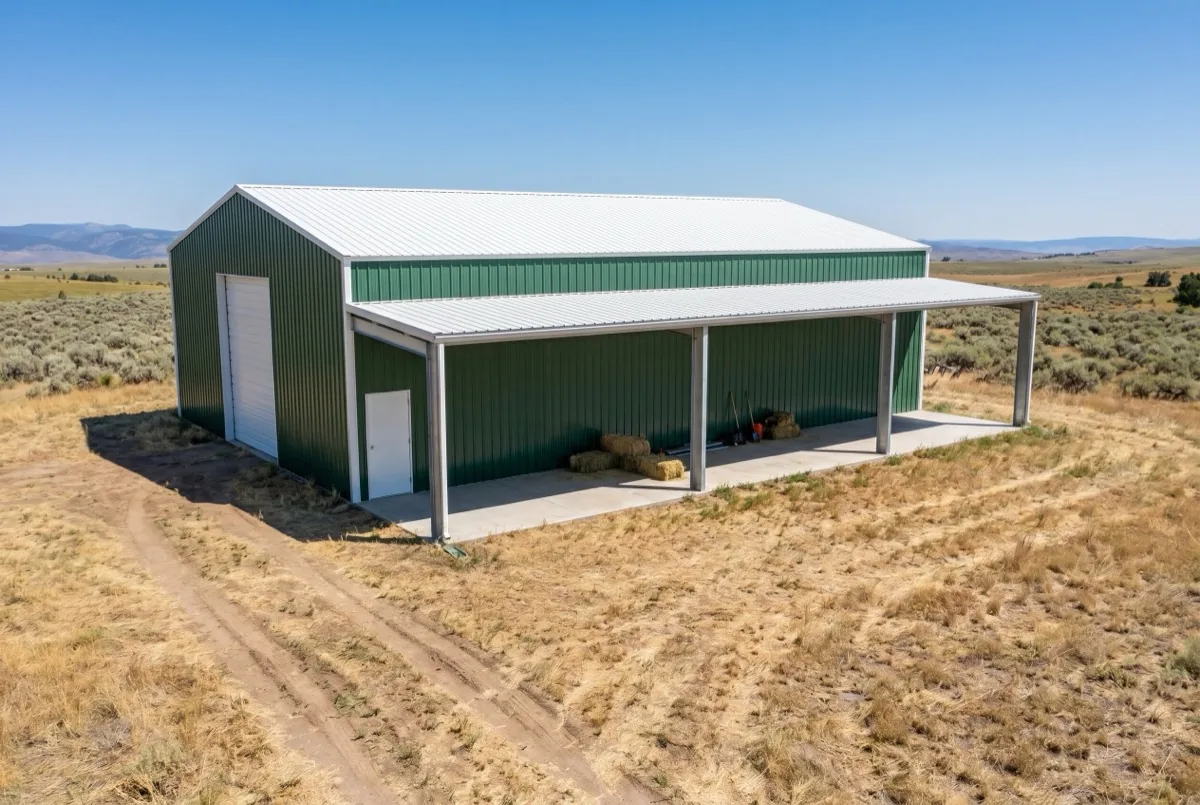 40x60x16 Closed Gable with Lean-To Porch