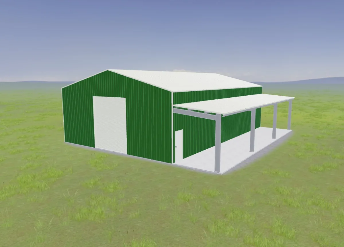 40x60x16 Closed Gable with Lean-To Porch