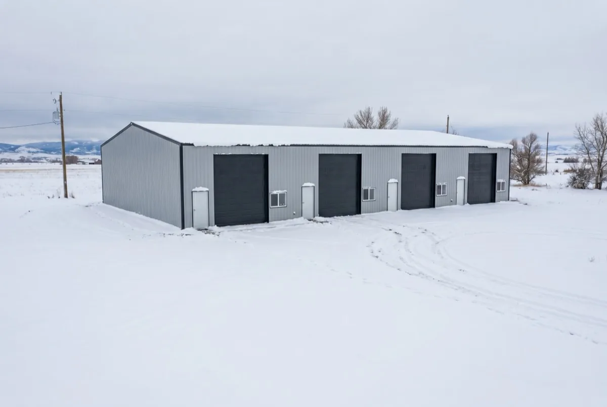 Commercial 60x100x16 large shop with four overhead doors